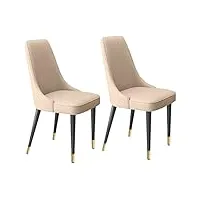 esentl lot de 2 chaises de salle à manger modernes en latex avec cuir microfibre doux et pieds en métal, chaises d'appoint pour le salon (couleur : beige, taille : pieds noirs dorés)