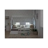 bainba lit cabane montessori avec rangement et rampe 90 x 190 cm (avec lumière)