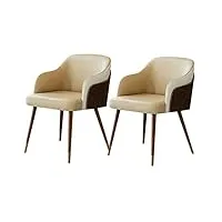 esentl ensemble de 2 chaises de salle à manger de cuisine, ensemble de 2 chaises de salon modernes en cuir microfibre avec siège rembourré doux, pieds en bois de hêtre + couvre-pieds en métal (coul