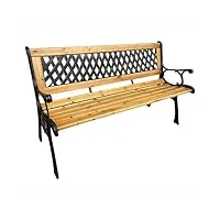 akord banc de jardin mirt avec bois laqué et pieds en fonte | banc d'extérieur résistant aux intempéries | bancs de jardin avec accoudoirs | banc de parc | largeur 127 cm | marron