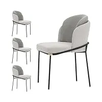 mahnfeid chaise de salle à manger au design incurvé unique, ensemble de 4 chaises de cuisine, chaise latérale en tissu de lin et coton, chaise de maquillage rembourrée
