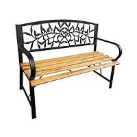 akord banc de jardin reo avec bois laqué et pieds en fonte | banc d'extérieur résistant aux intempéries | bancs de jardin avec accoudoirs | banc de parc | largeur 118 cm | noir