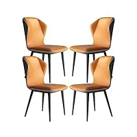 amenas salon mobilier chaises à manger ensemble 4 chaises salle manger cuisine cuir pu chaise canapé balcon chambre coucher chaise maquillage coiffeuse pieds chaise acier carbone (color : orange)