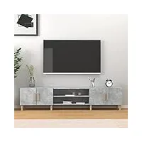meuble tv, banc tv support de télévision table tv bas armoire basse meuble tv gris béton 180x31,5x40 cm bois d'ingénierie