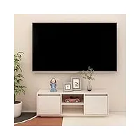 meuble tv, banc tv support de télévision table tv bas armoire basse meuble tv blanc 110x30x40 cm bois de pin massif