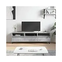 meuble tv, banc tv support de télévision table tv bas armoire basse meuble tv gris béton 150x30x44,5 cm bois d'ingénierie