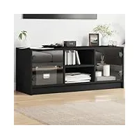 meuble tv, banc tv support de télévision table tv bas armoire basse meuble tv avec portes en verre noir 102x37x42 cm