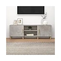 meuble tv, banc tv support de télévision table tv bas armoire basse meuble tv gris béton 150x30x50 cm bois d'ingénierie