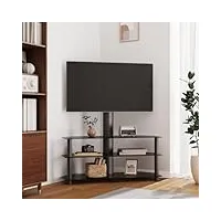 meuble tv, banc tv support de télévision table tv bas armoire basse meuble tv d'angle 3 niveaux pour 32-70 pouces noir