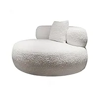 uihecta fauteuil paresseux, chaise de chambre crème confortable, fauteuil de balcon de chambre à coucher, tatami moelleux en laine d'agneau, rond,blanc,diameter 80cm