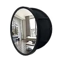 miroir 2 en 1 armoires à miroir ronde salle de bain vanité armoire à miroir armoire de rangement murale miroir de maquillage miroir de salle de bain armoire murale, cadeau,noir,19,