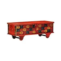 tekeet nice cabinets & coffre de rangement - boîte de rangement rouge - 110 x 40 x 40 cm - bois d'acacia massif