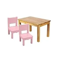 pioupiou et merveilles table et chaise 1-4 ans ensemble table et chaises enfant - montessori - rose et bois naturel - 1-4 ans rose et bois naturel de 12 mois à 4 ans