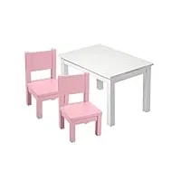 pioupiou et merveilles table et chaise 1-4 ans ensemble table et chaises enfant - montessori - rose et blanc- 1-4 ans rose et blanc de 12 mois à 4 ans