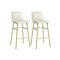 hbcpdm tabouret de bar, lot de 2 chaises de bar de cuisine, lot de 2 chaises de bar, tabourets d'appoint de pub, chaise de comptoir en fer, tabouret de bar de cuisine, petit déjeuner (blanc 65 cm)