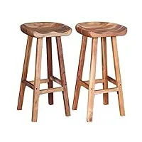 générique tabourets de bar lot de 2 bois d'acacia solide,meubles,fauteuils et chaises,tabourets de bar,17.9 kg,brun,244247