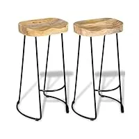 générique larryhot tabourets de bar lot de 2 bois de manguier massif fauteuils et chaises,tabourets de bar,multicolore