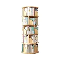 whdeoy bibliothèque rotative créative à 4/5 niveaux, bibliothèque blanche rotative à 360°, étagère de rangement au sol, étagère d'angle (taille : 46 x 128 cm, couleur : bois) (bois 46 x 160 cm)