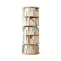 whdeoy bibliothèque tournante créative à 4/5 niveaux, bibliothèque blanche rotative à 360°, étagère d'angle au sol, étagère de rangement (couleur : bois, taille : 40 x 160 cm) (bois 46 x 160 cm)