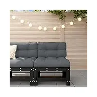 rantry canapé central avec coussin - noir - en pin massif - modulable - canapé de salon - canapé simple - fauteuil de jardin - salon de jardin - terrasse