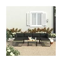rantry ensemble de 4 canapés d'angle de jardin avec coussins en aluminium et wpc modulable canapé de jardin salon de jardin salon de jardin canapé simple canapé lounge meubles fauteuils d'angle