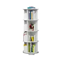 bibliothèque blanche rotative à 360°, étagères empilables, organisateur de bibliothèque, étagères de rangement pour le salon, le bureau à domicile (couleur : blanc, taille : 46 x 128 cm) (blanc 4