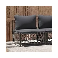 rantry canapé de jardin central avec coussin, en tissu anthracite, modulable, canapé simple, meuble de jardin, fauteuil de jardin, salon de jardin