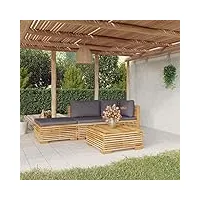 rantry salon de jardin 4 pièces avec coussins - canapé de jardin - salon de jardin - meubles de balcon - bois massif teck #1