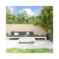 rantry salon de jardin 4 pièces avec coussins - blanc - en bois massif - canapé lounge - meubles de balcon - ensemble de canapés - meubles de balcon