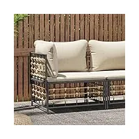 rantry canapé d'angle de jardin avec coussin beige - canapé d'angle modulaire en polyrotin - canapé de jardin - salon de jardin - canapé simple - fauteuil d'angle de jardin