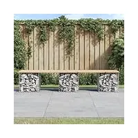 rantry banc gabion - banc de parc - panier en pierre - panier métallique - banc de jardin - banc de gabion - banc de jardin en gabion - 203 x 44 x 42 cm - en pin massif