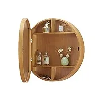 armoire à pharmacie murale ronde avec miroir de salle de bain avec rangement, grands meubles en bois, étagères de rangement pour salle de bain, cosmétique avec armoire à miroir 2 en 1