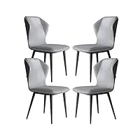 wluos ensemble 4 chaises salle manger cuisine cuir pu chaise canapé balcon chambre coucher chaise maquillage coiffeuse pieds chaise acier carbone (color : light grey)