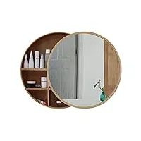 armoire murale de salle de bain avec rangement, armoire à pharmacie de salle de bain armoires à miroir en bois massif avec miroir, armoire à miroir à porte coulissante ronde pour salle de bain, dé