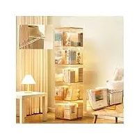 Étagère à livres en bois, étagère rotative à 360°, tour d'étagère rotative, tour d'étagère verticale, bibliothèque pivotante, présentoir de rangement rotatif en bambou, étagères debout, acrylique tr