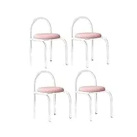qtqhome lot de 4 chaises de salle à manger modernes en acrylique rembourrées en velours avec pieds transparents, chaises de cuisine transparentes, chaises d'appoint en acrylique, chaises de bar