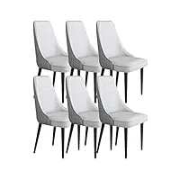 wluos lot de 6 chaises salle manger chaise maquillage coiffeuse cuisine cuir microfibre pieds métal robustes acier carbone (color : cement gray+light gray)