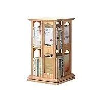 bibliothèque en bois massif, double couche, rotative à 360 °, étagère empilable rotative à 360 °, bibliothèque pour la maison