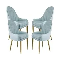 xmdeur chaises de salle à manger de cuisine, ensemble de 4 chaises de salle à manger modernes rembourrées en cuir microfibre avec pieds en métal et dossier ergonomique pour salon, salle à manger, c