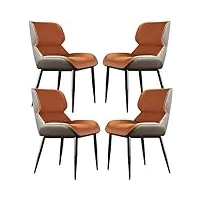 xmdeur ensemble de 4 chaises de salle à manger modernes en cuir microfibre, siège ergonomique, pieds de chaise en acier au carbone ferme (couleur : orange)