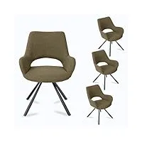 meuble cosy lot de 4 chaises salle à manger scandinave avec dossier et accoudoirs fauteuil pour salon cuisine bureau, siège rembourré en tissu pieds en métal, vert, 58.5x59x81cm, 58,5x59x81cm