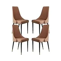 xmdeur chaise de salle à manger en cuir microfibre, ensemble de 4 pieds en bois, chaise de cuisine ergonomique, chaises latérales pour bureau, salon, restaurant, salon (couleur : marron foncé)