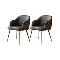 xmdeur meubles de salle à manger de cuisine chaises de salle à manger de cuisine ensemble de 2 chaises de salon modernes en cuir microfibre avec siège rembourré doux, pieds en bois de hêtre + couvr