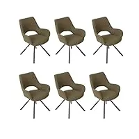 meuble cosy lot de 6 chaises salle à manger scandinave avec dossier et accoudoirs fauteuil pour salon cuisine bureau, siège rembourré en tissu pieds en métal, vert, 58.5x59x81cm, 58,5x59x81cm