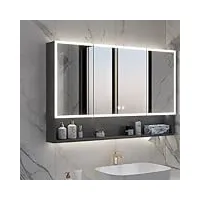 armoires de salle de bain avec miroir avec led lumiere,armoire pharmacie murale avec interrupteur tactile et anti-buée,aluminium armoire pharmacie murale miroir paper towel slot ( color : black , size