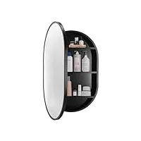 armoire de toilette miroir armoire miroir de salle de bain ovale armoire de rangement murale en bois surface de miroir avec étagères masquées pour salles de bains, toilettes, balcons, hôtel ( color :