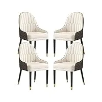 wluos lot de 4 chaises salle manger avec pieds bois fauteuil cuisine cuir microfibre siège ergonomique chaise bureau domestique (color : rice white+coffee)