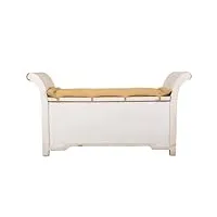 pegane banc d'assise, banquette en bois coloris blanc et métal - longueur 120 x profondeur 42 x hauteur 63 cm