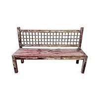 pegane banc d'assise, banquette en bois coloris naturel vieilli - longueur 166 x profondeur 53 x hauteur 97 cm