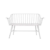 pegane banc d'assise, banquette rectangulaire en métal coloris blanc - longueur 128 x profondeur 53 x hauteur 86 cm